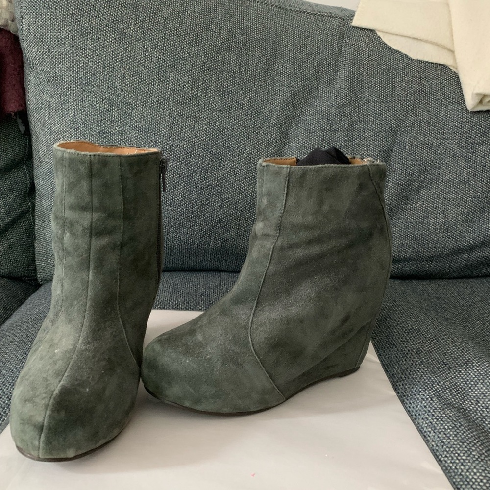 Jeffrey Campbell Grey suede platform booties